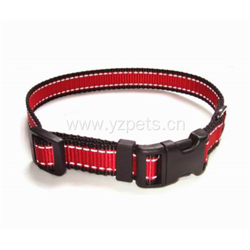 Reflective nylon adjustable solid dog collar